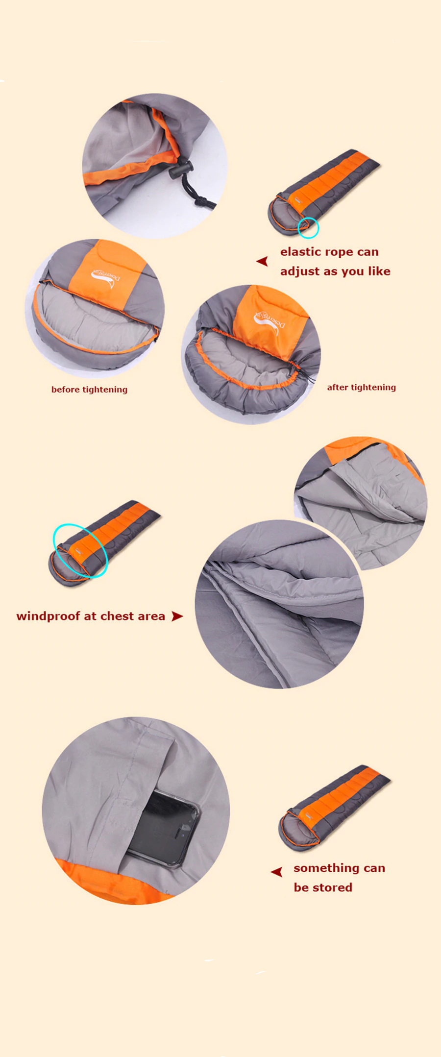 Product assets of the sleeping bag