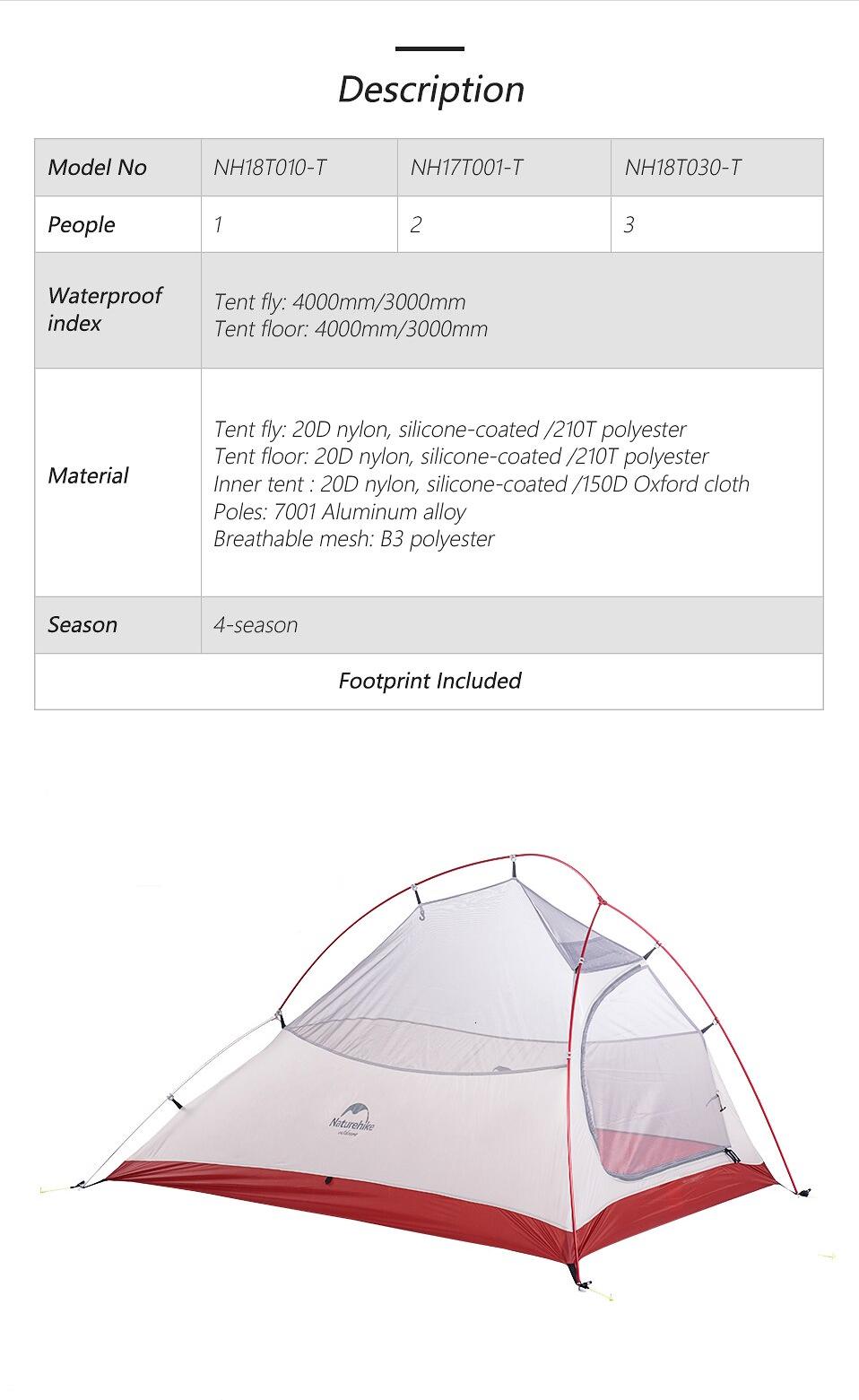 Description of the Upgraded Ultralight Camping Tent Cloud Up Serie 123