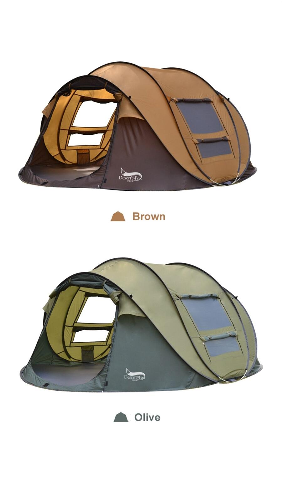 Brown and Olive color display for the Instant Setup Waterproof Camping tent for 4 persons