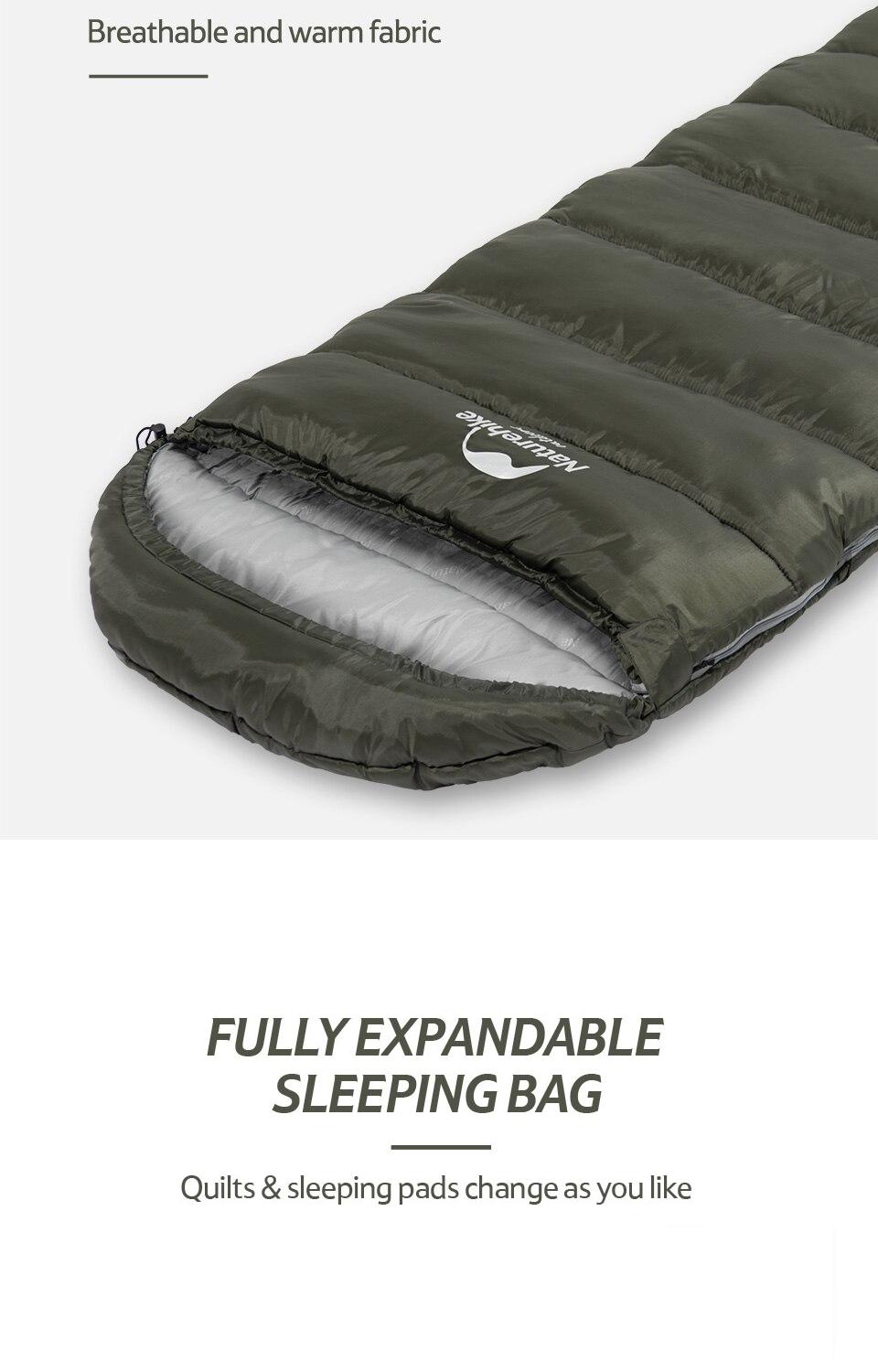 Sleeping bag is made of breathable and warm fabric