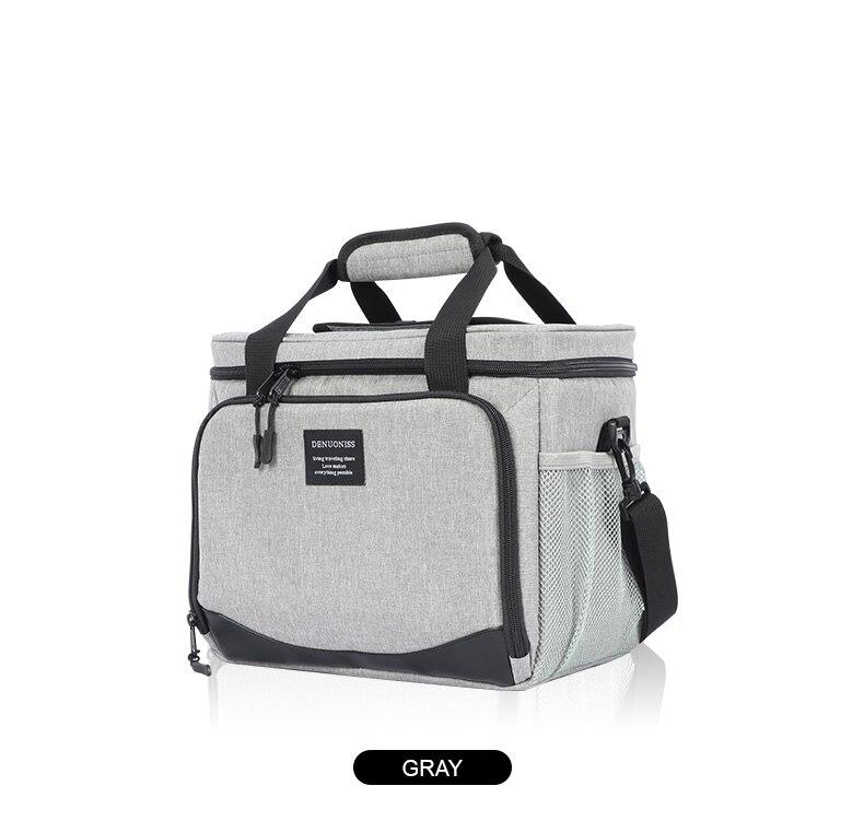 Gray color 16L Insulated Thermal Cooler Picnic Bag